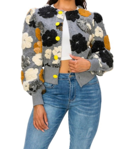 Gray Flower Bomb Jacket