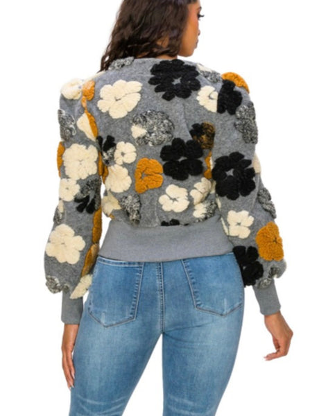 Gray Flower Bomb Jacket