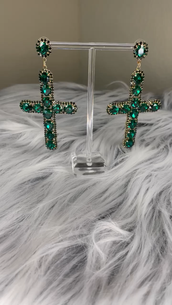 Crystal Cross Earrings