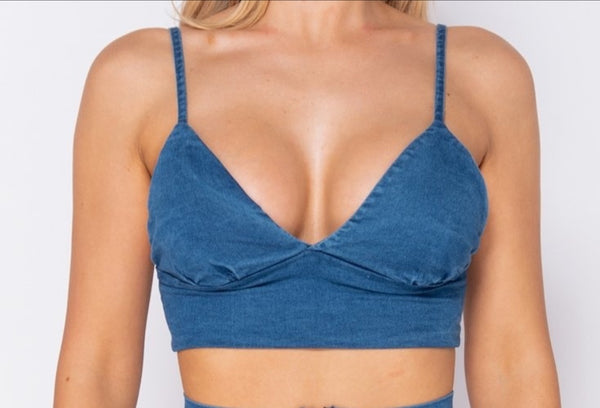 Denim Stretch Crop Top